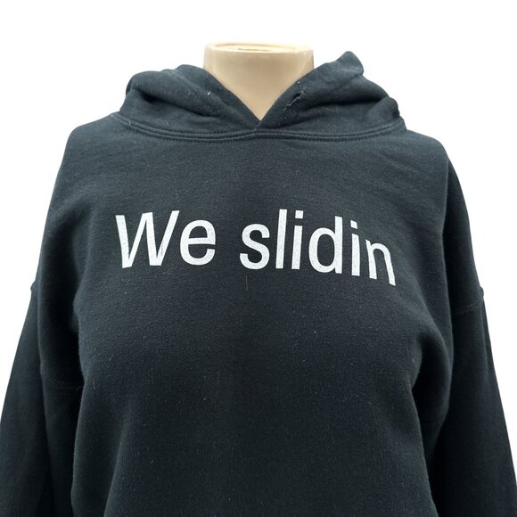 Heavy Blend "We Slidin" Graphic Pullover Hoodie Sweatshirt Black Gildan Womens M - Picture 9 of 9